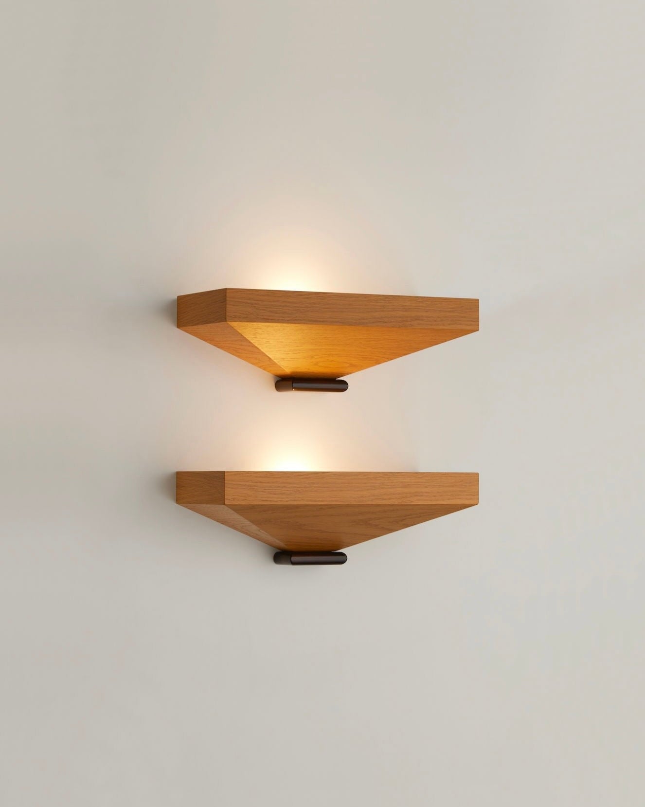 "La Corbeille" Wall Sconce, in oak and lacquer — detail view