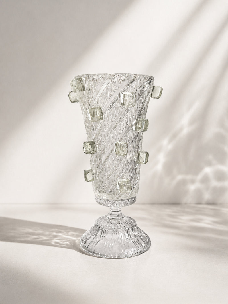 Brutalist Crystal Glass Celery Vase - 1960s by Dodo Vintage | The Oblist