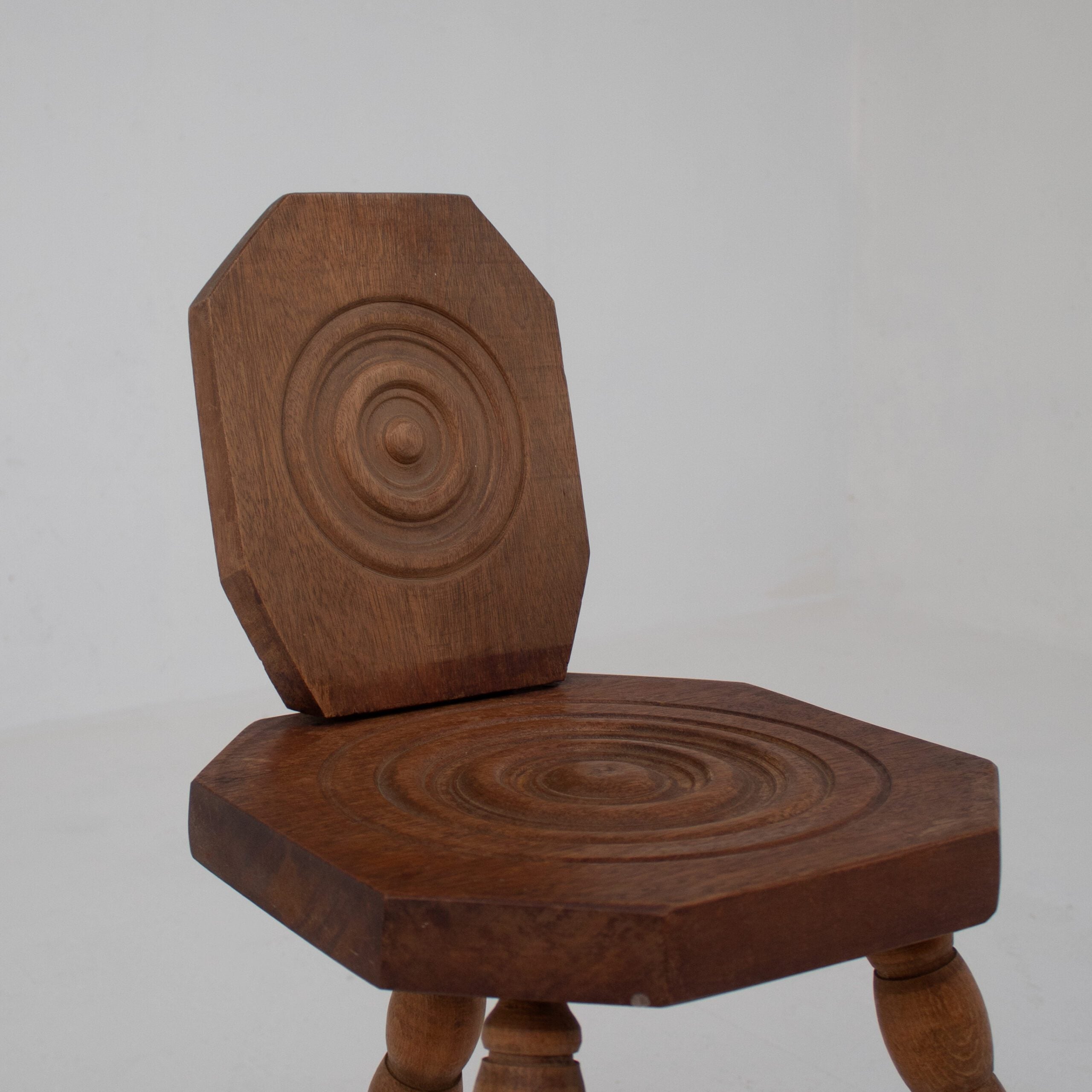 Pair of Sculptural Bobbin Stools with Backrests — view 10