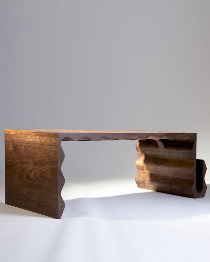 Optable Coffee Table — angled view highlighting walnut wood grain