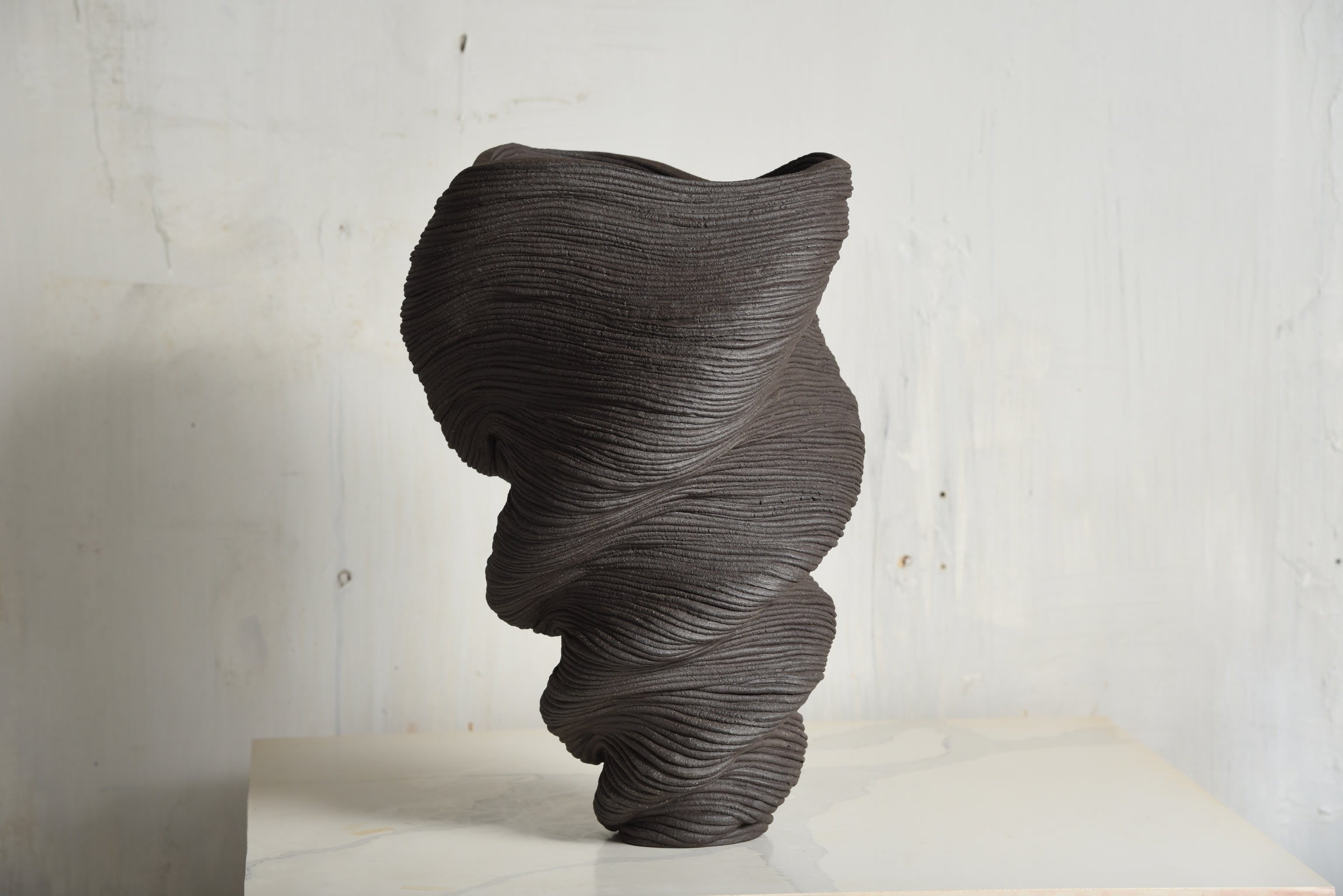 Black Stoneware Vase — close-up