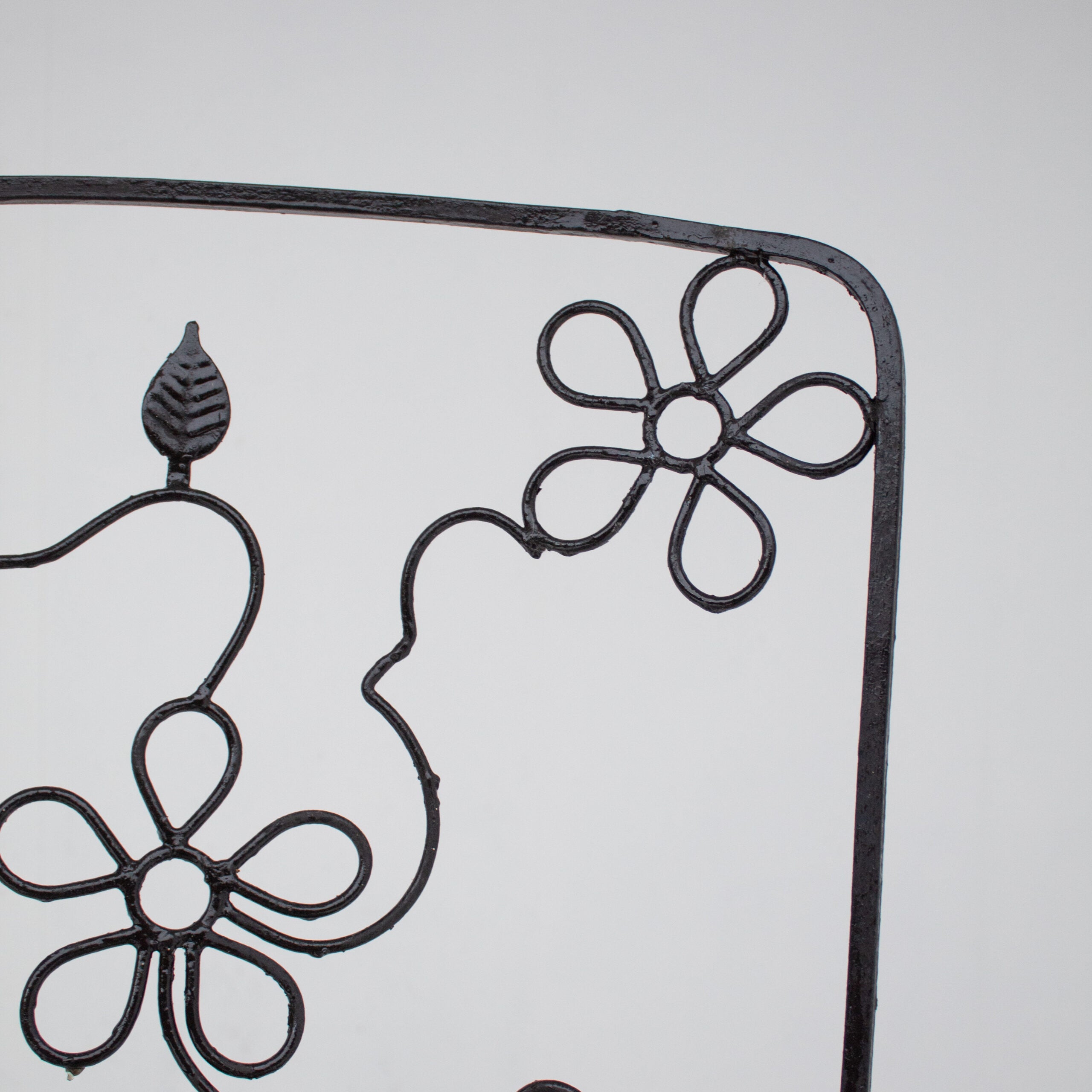 Set of Three Decorative Wrought Iron Garden Chairs with Floral Backrests — view 9