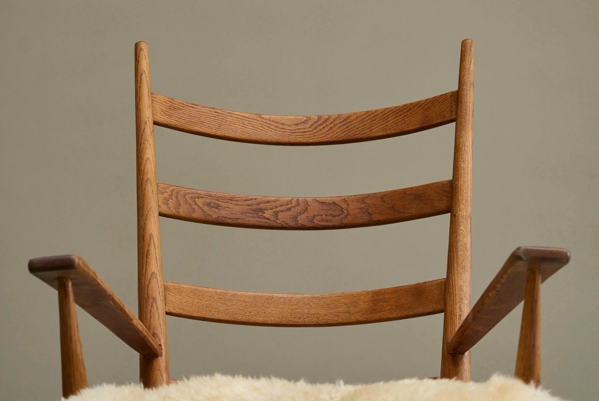 Rocking Chair in Solid Oak and Sheepskin France 1960s — view 9