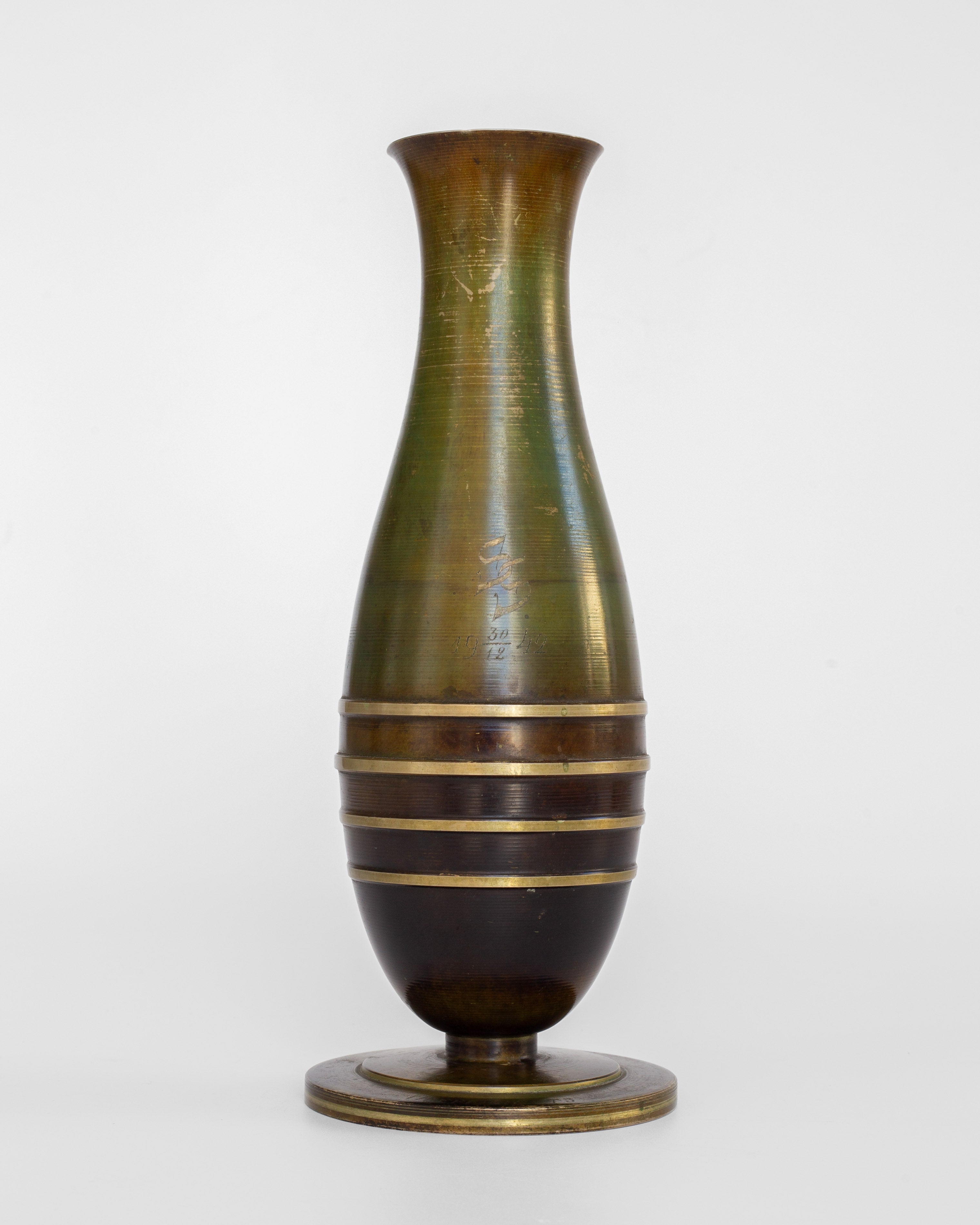Pair of Modernist Bronze and Brass Vases
