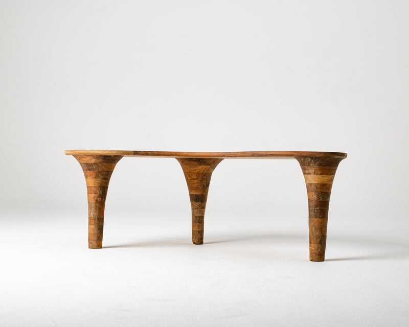Organic Coffee Table — side view highlighting wooden legs and tabletop