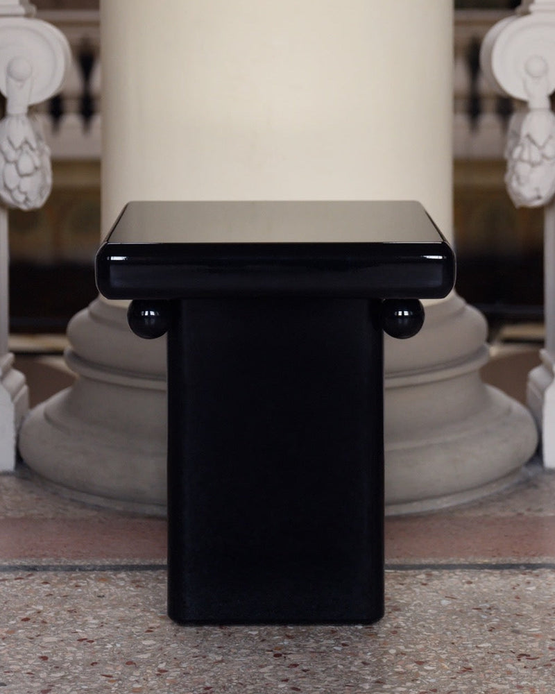 Stool - Bench in Black Laquer by Studio Vraco | The Oblist — modern black lacquer finish