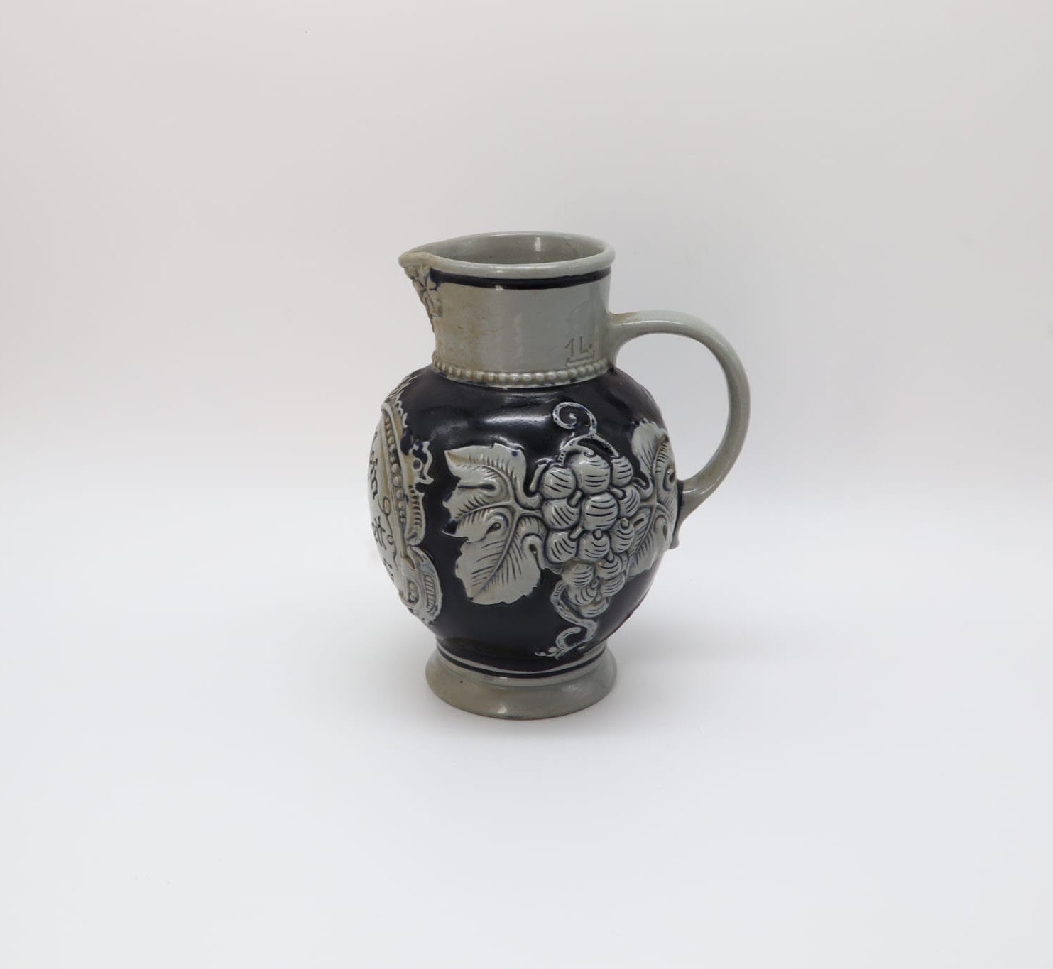 Mid-Century Westerwald Salt-Glazed Wine Jug – Germany (1950s-1970s) — detail view