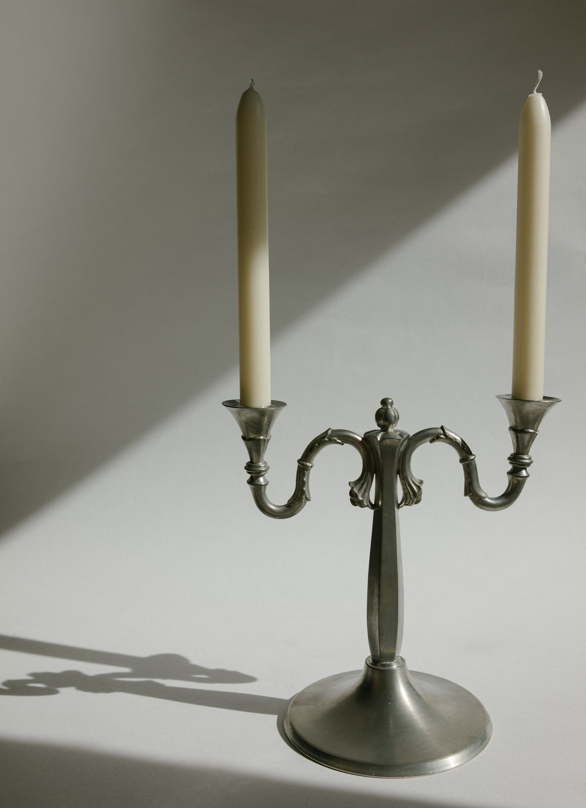 Pair of Harald Linder for Svenskt Tenn Swedish Grace Pewter Candelabra - 1930 — detail view