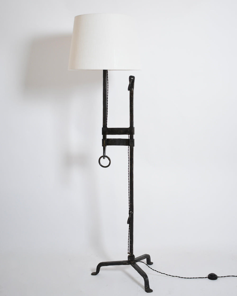 Tripod Wrought Iron Floor Lamp, 1950s.