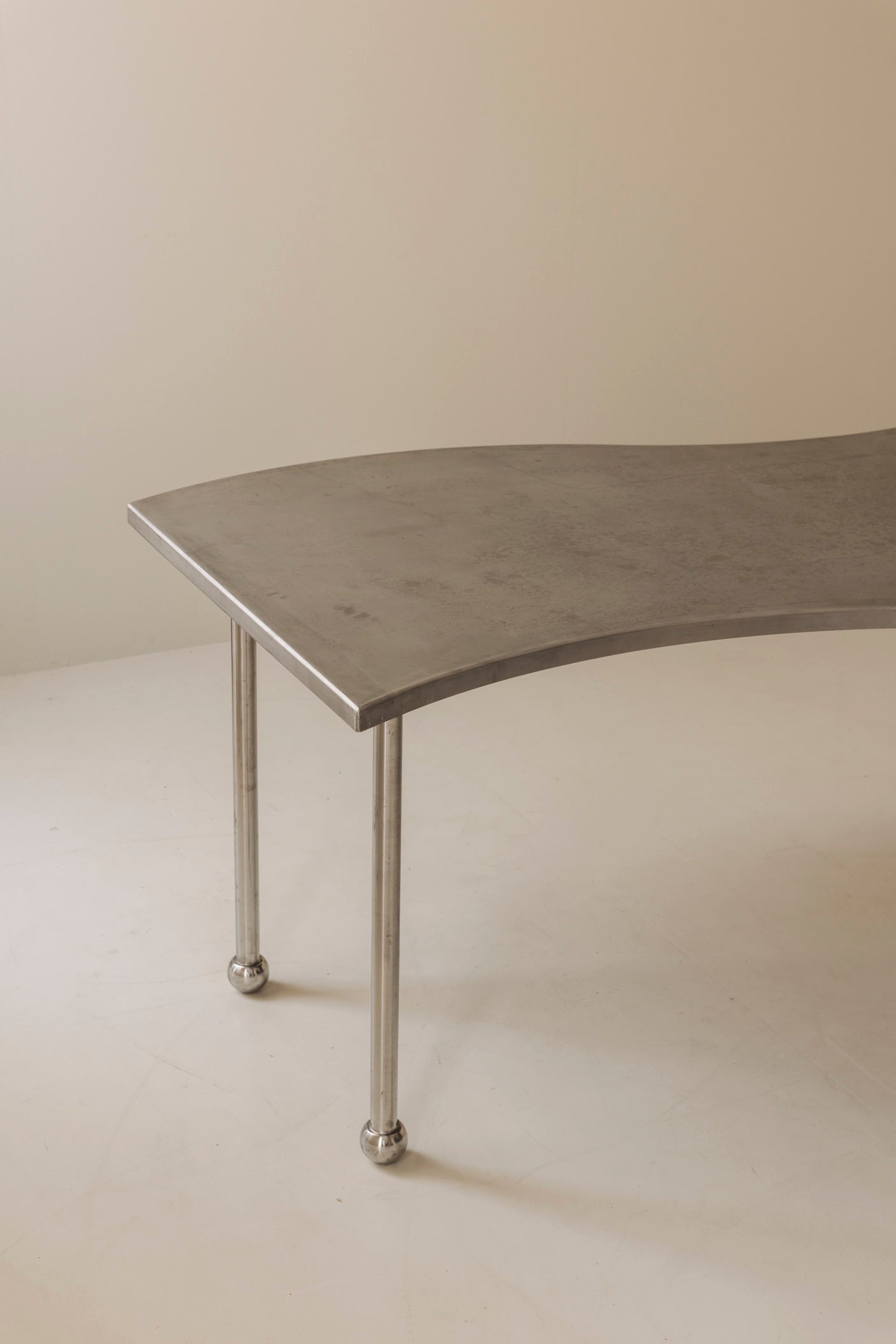 Postmodern Steel Free-Form Dining Table, France 1980s — close-up