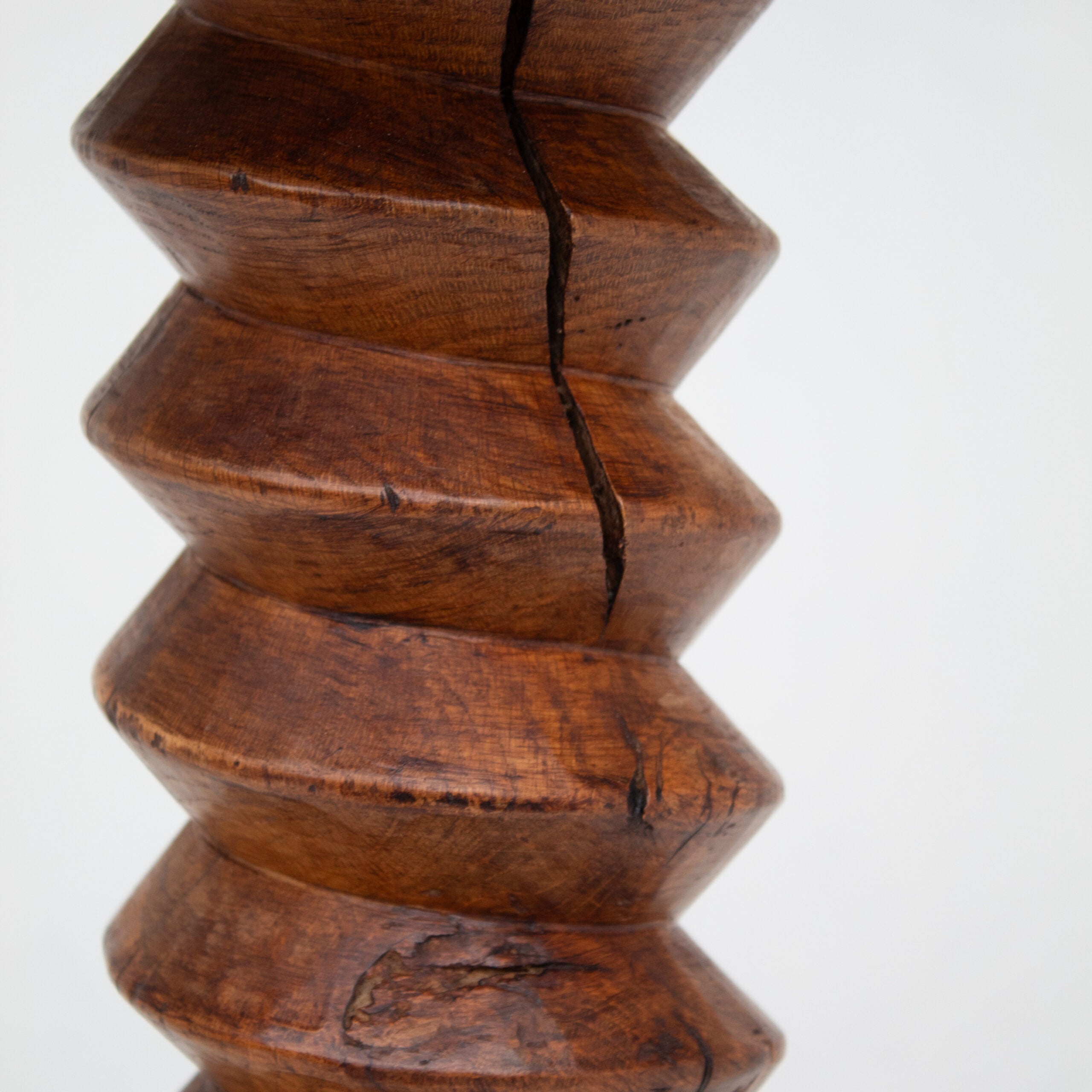 Hand-Carved Wooden Pedestal in Solid Walnut — close-up