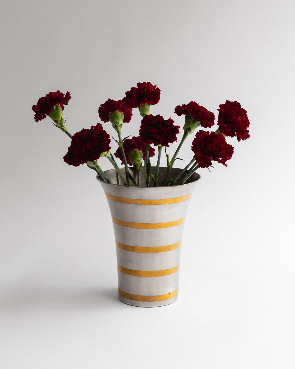 Pewter and Brass Vase by Estrid Ericson for Svenskt Tenn — side angle