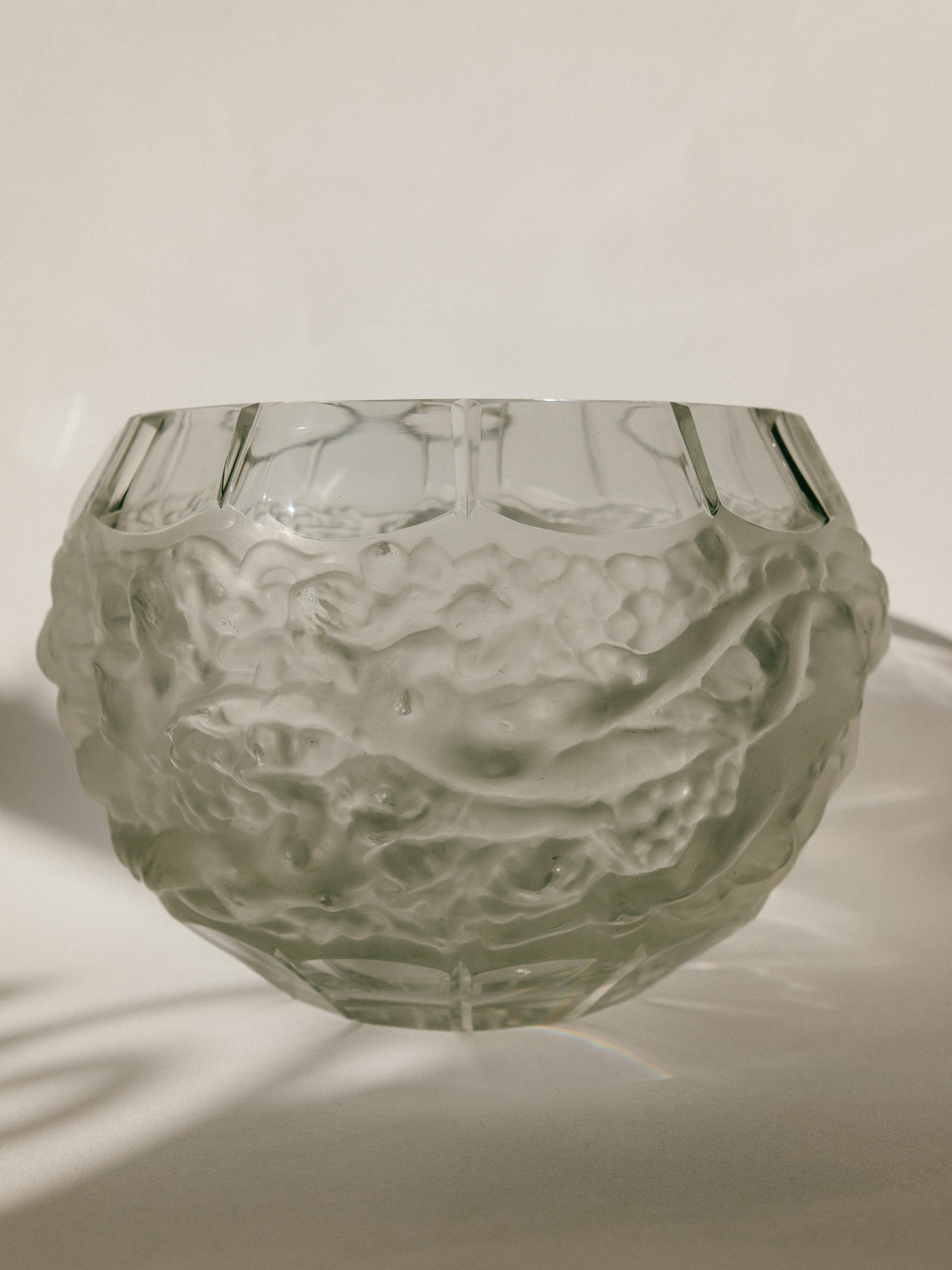 “Bacchus” Crystal Globe Vase with Grapes & Nymphs in Relief | Attr. René Lalique by Trove Paris | The Oblist