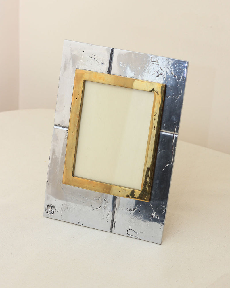 Brutalist Portrait Holder by Boga Avante Shop | The Oblist — metal and gold accents