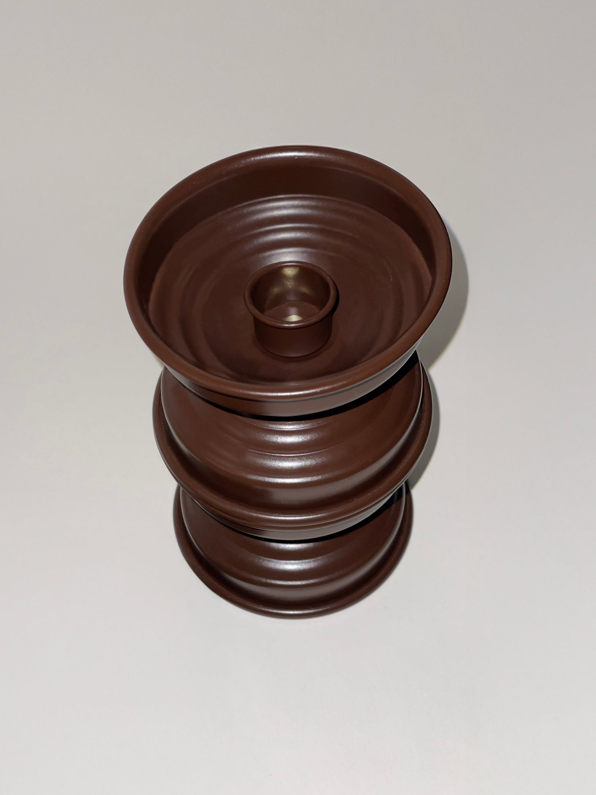 Contemporary Candle Holders in Aluminum - Chocolate Brown Collection — side angle