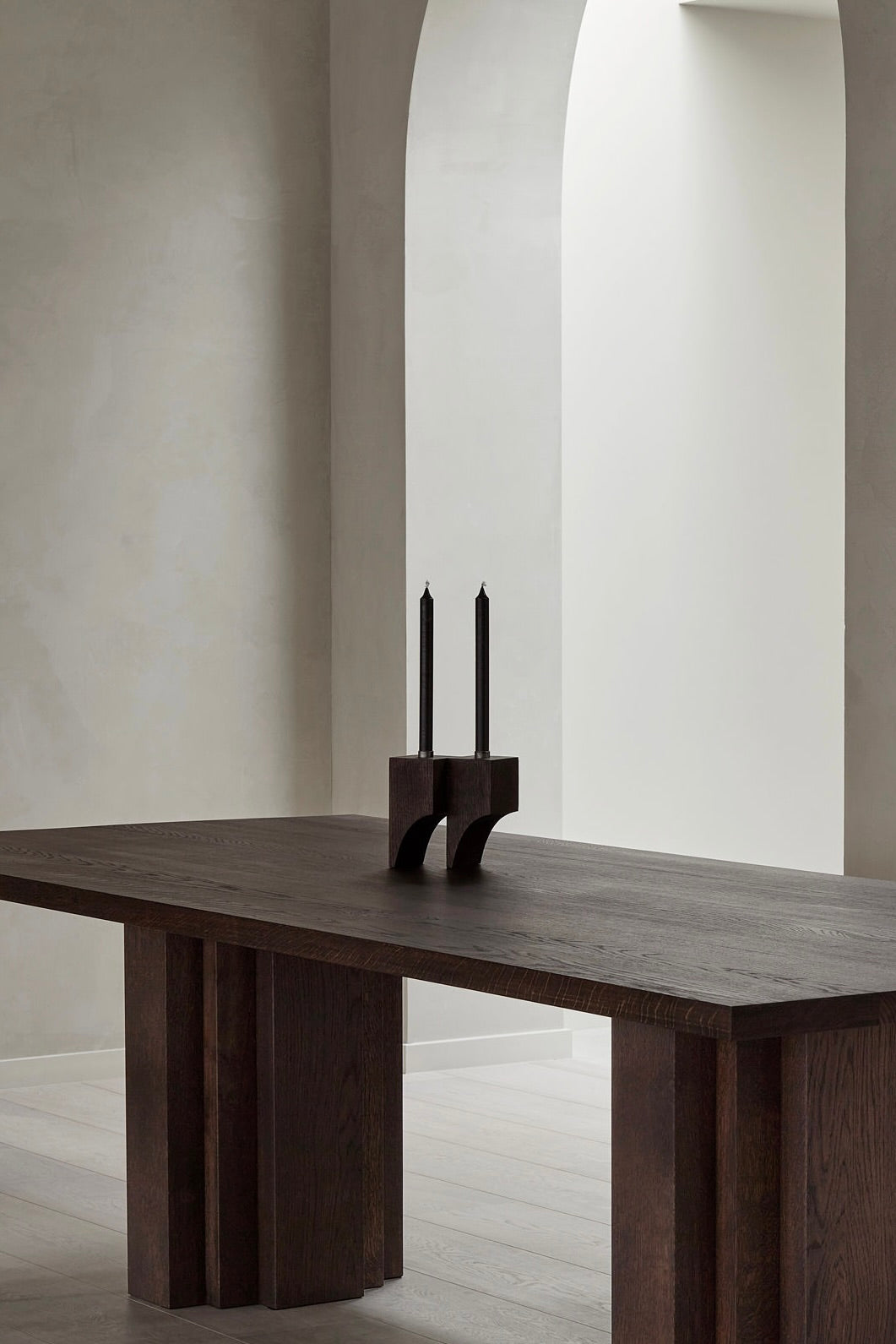Acer Candle Holder R:2 — side view on dark wooden table