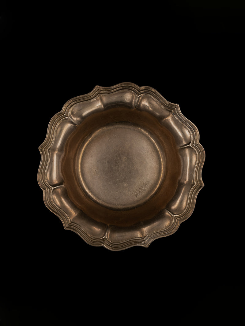 Scalloped Brass Bowl, Italy, c. 1960s — top view highlighting brass texture