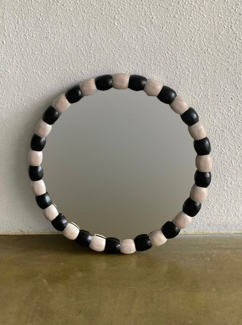 Onde Mirror (Round) by Studio Kallang | The Oblist — handcrafted wood and black finish