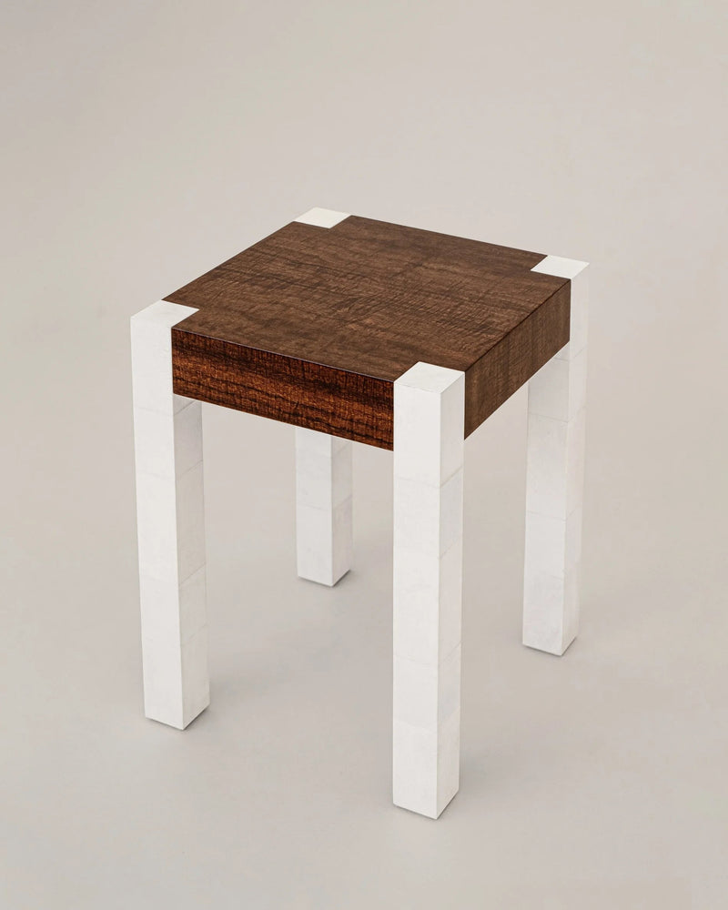 'Additions' Side Table - Handcrafted in Wood Veneer & Parchment by Atelier FM | The Oblist