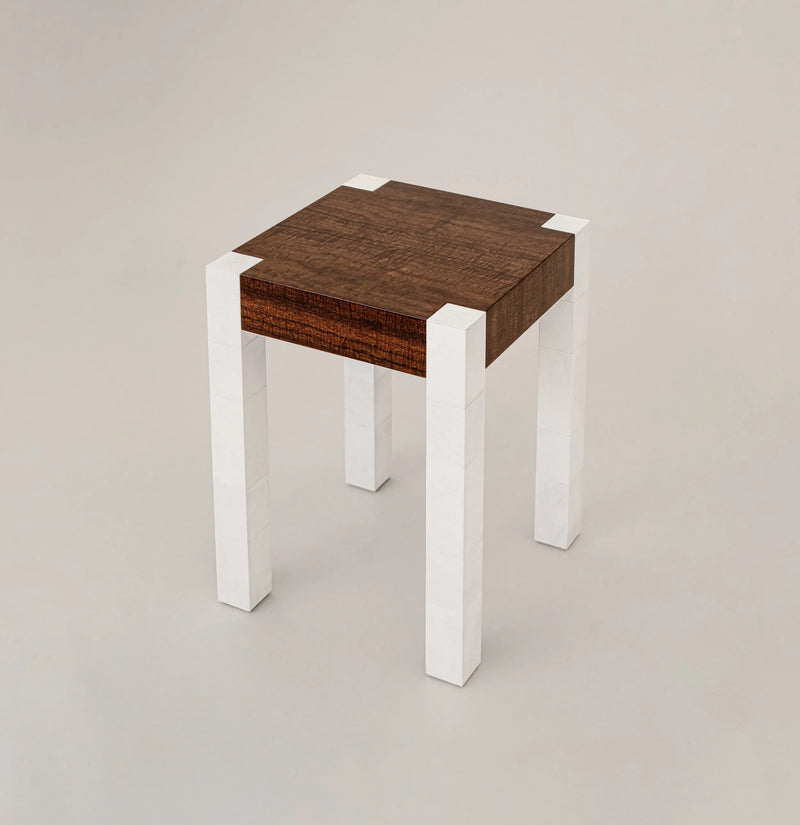 'Additions' Side Table Handcrafted in Wood Veneer & Parchment by Atelier FM | The Oblist