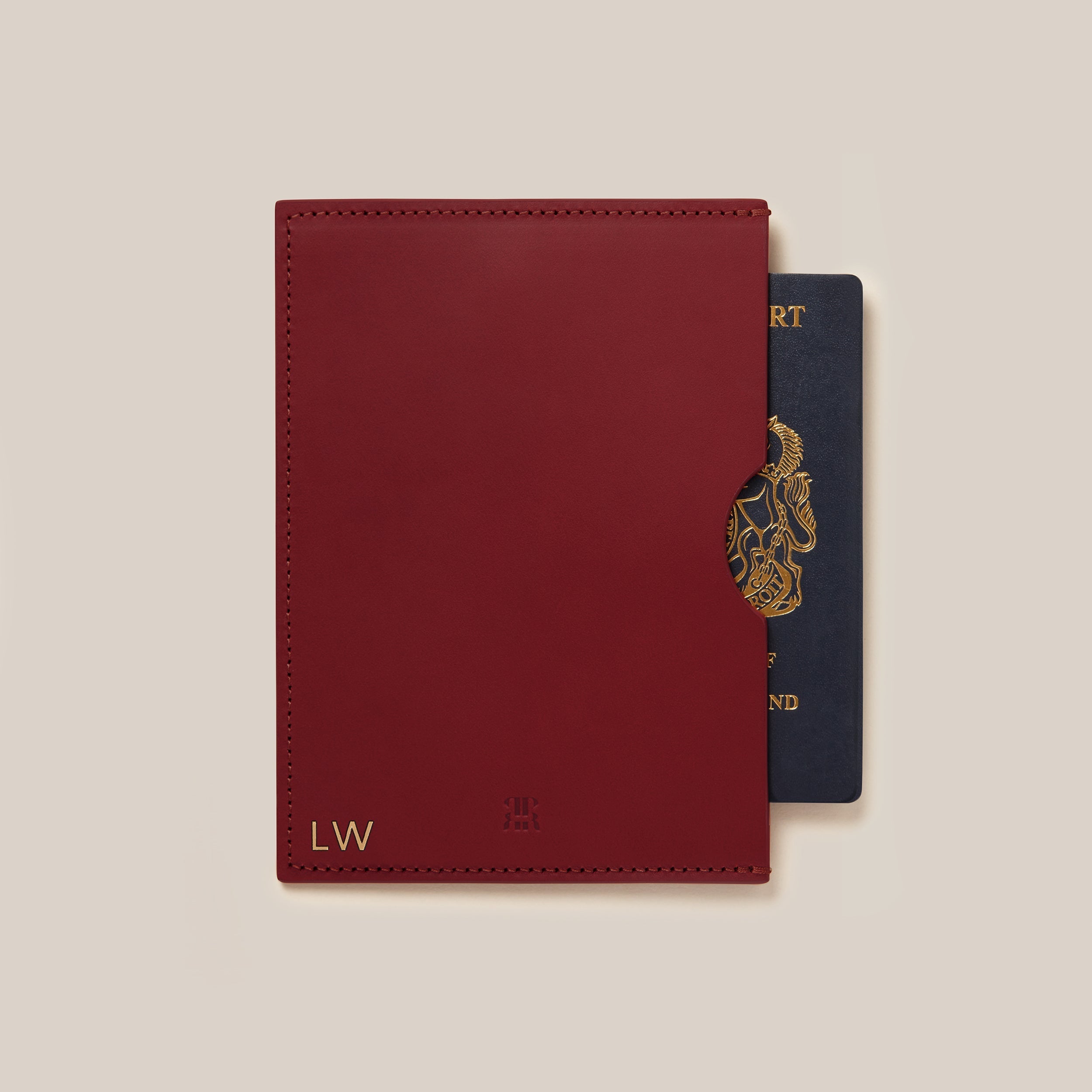 Leather Passport Holder — back view showing rich burgundy leather
