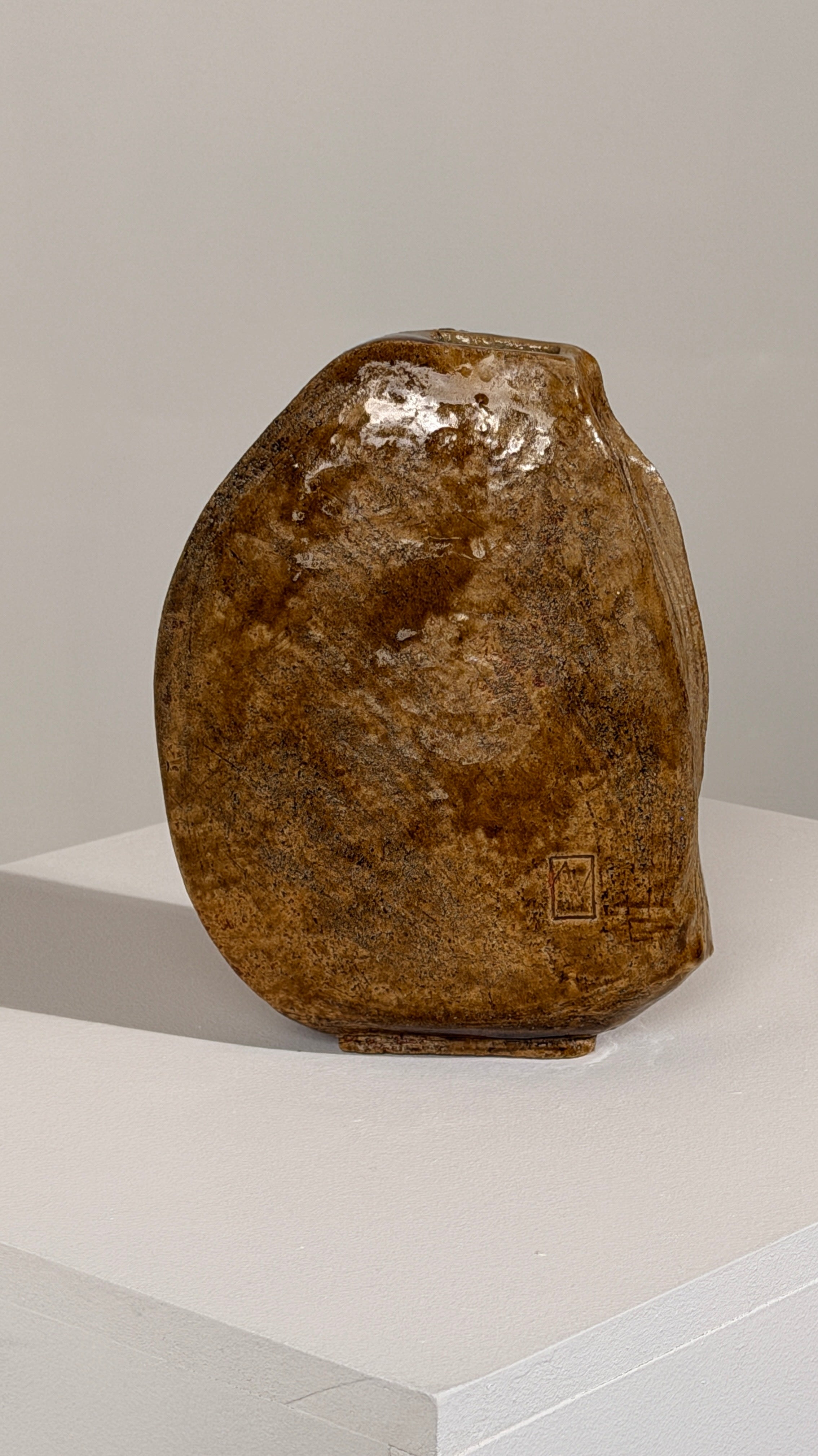 Stoneware Vase, attributed to Antoine de Vinck, Belgium, 1970 — side angle showing earthy brown glaze