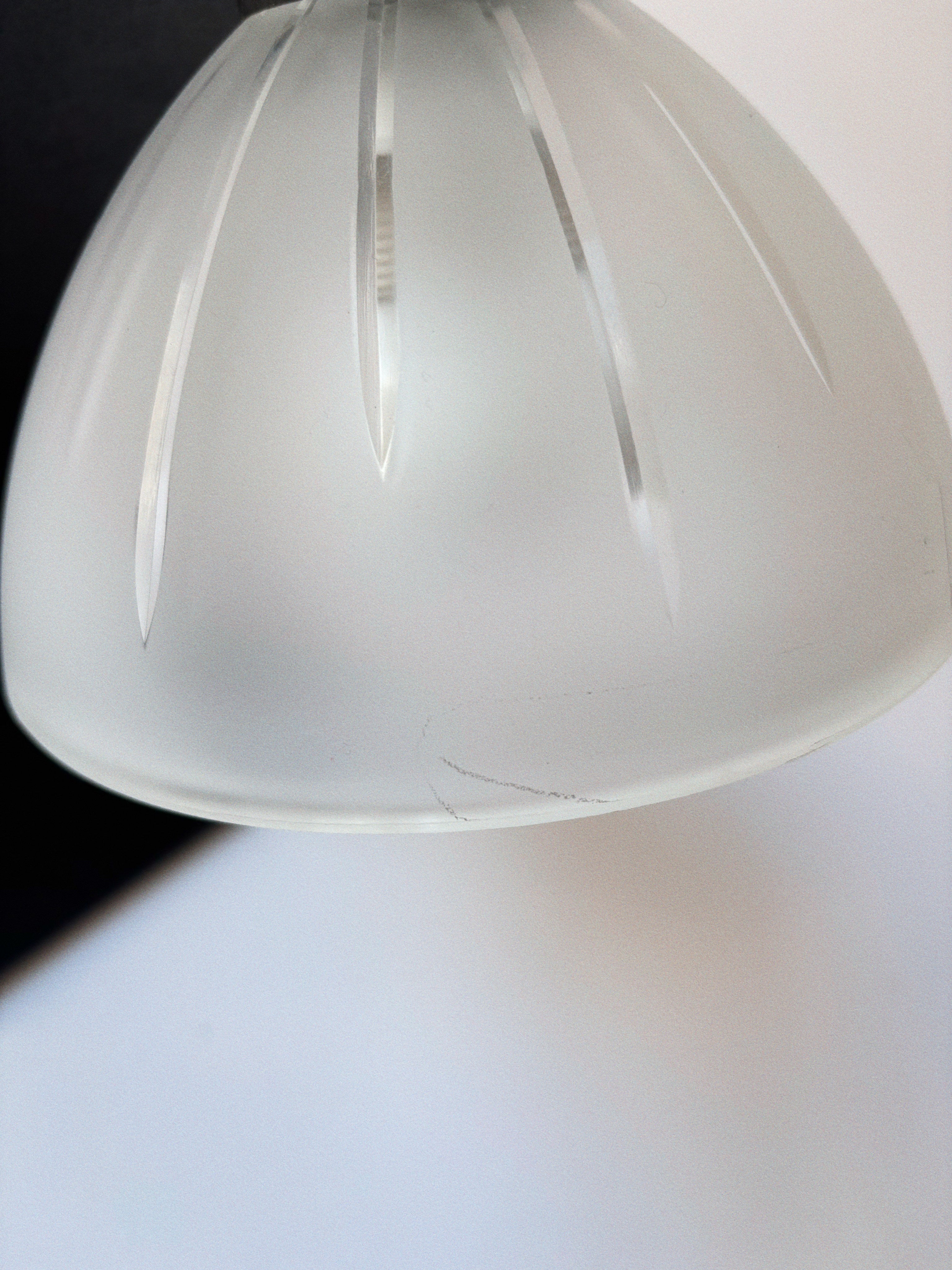 Arched Metal and Glass Lamp, Italy c. 1990’s - 2000’s — close-up of frosted glass shade