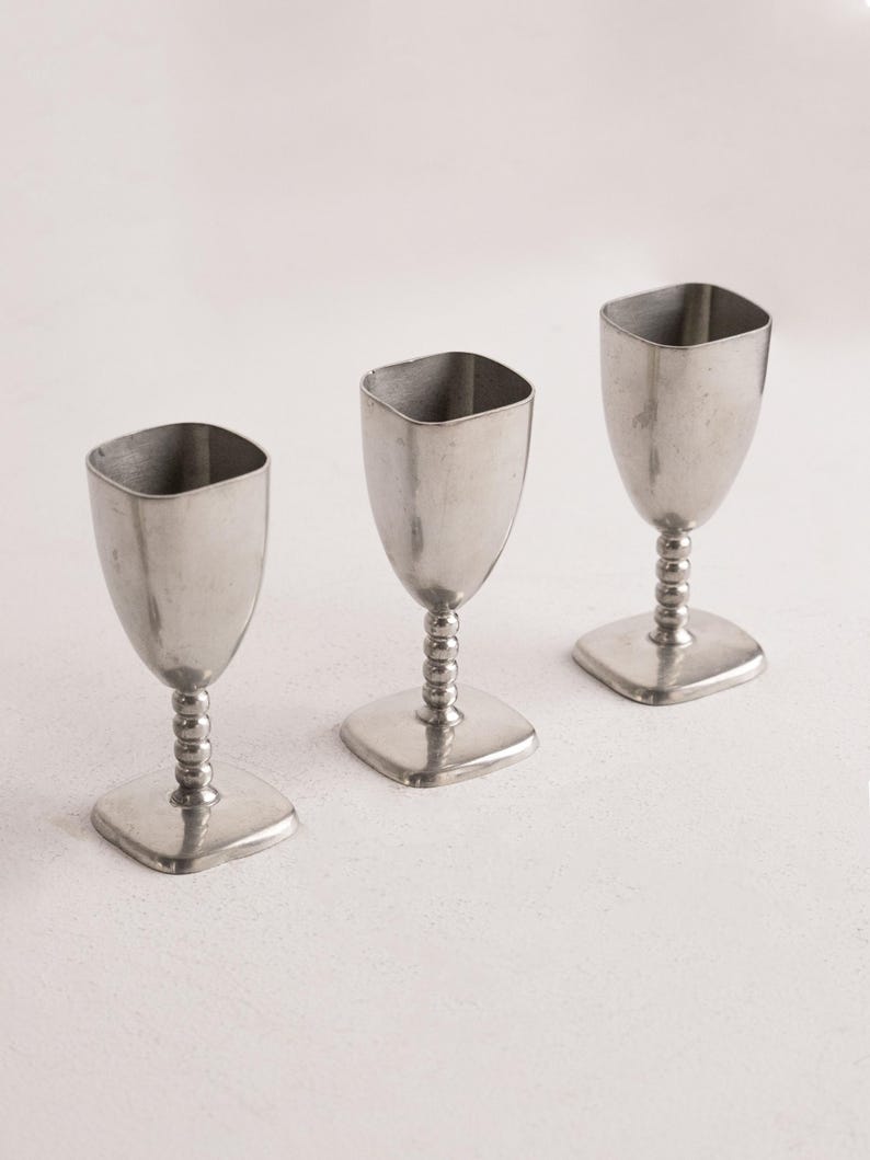 Vintage Brødrene Mylius Pewter Drinkware Sets — side angle