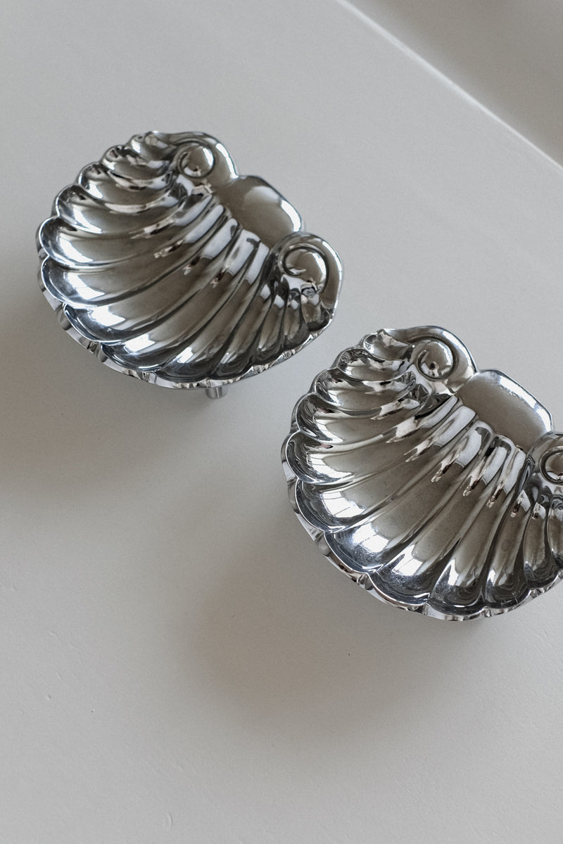 Set of 2 Shell Decorative Bowls by septembre studios | The Oblist — silver metal finish
