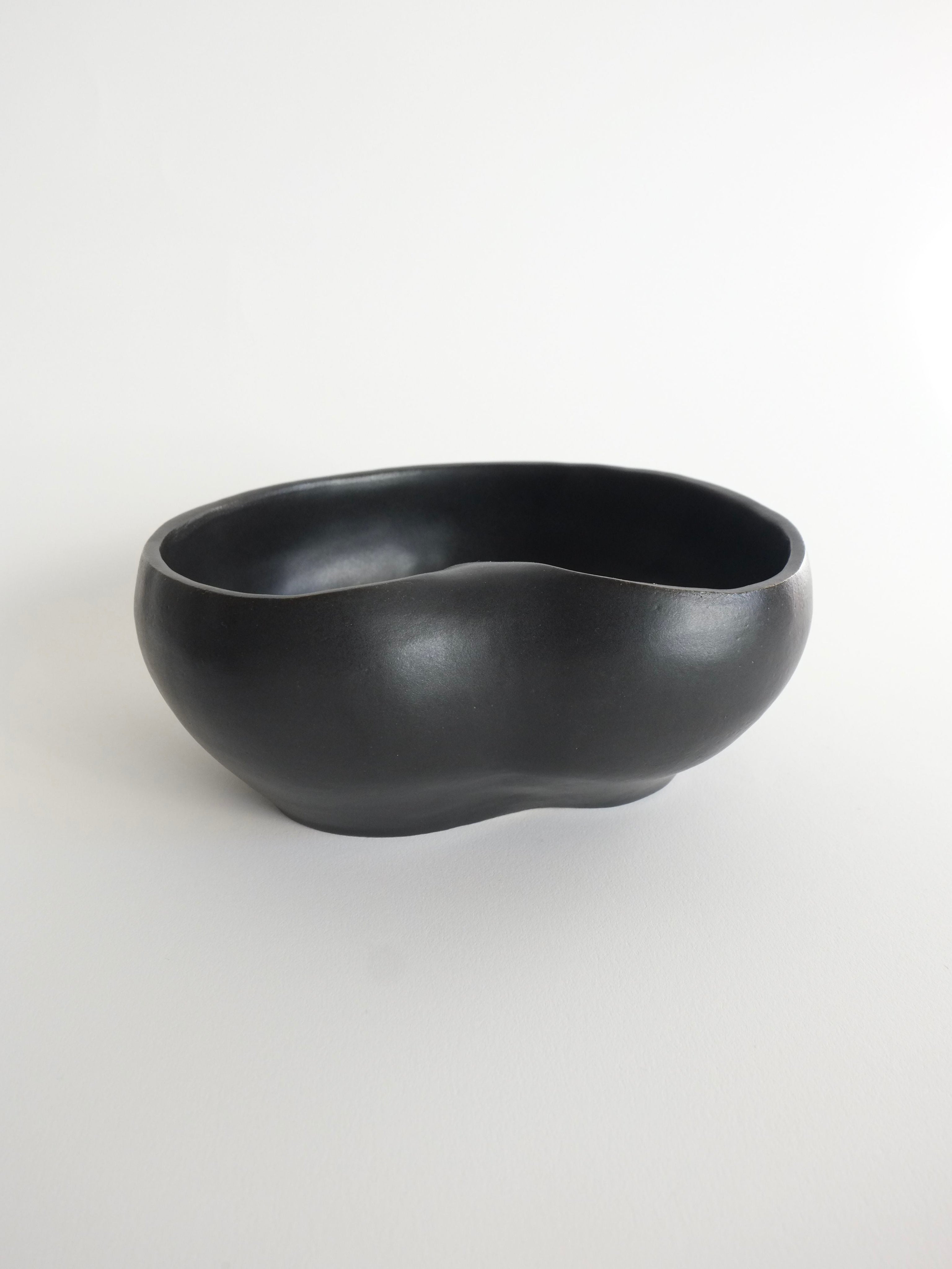 Seed Bowl — side view of handcrafted black ceramic design