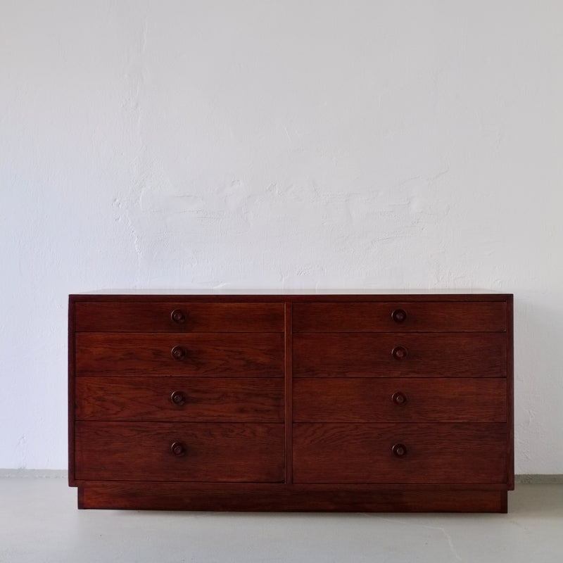Chest of Drawers by Borge Mogensen for Karl Andersson's, Denmark 1950s — front view highlighting rich wood grain finish