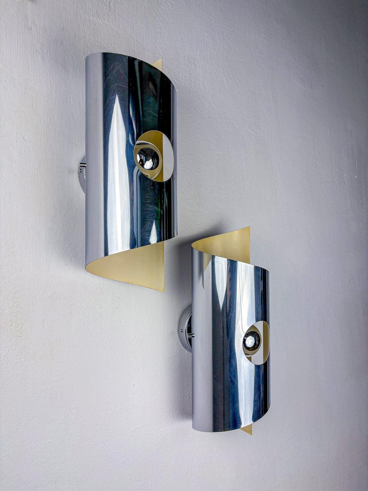 Pair of Space-Age wall Sconces, Max Sauze's style, France, Circa 1970's — in context
