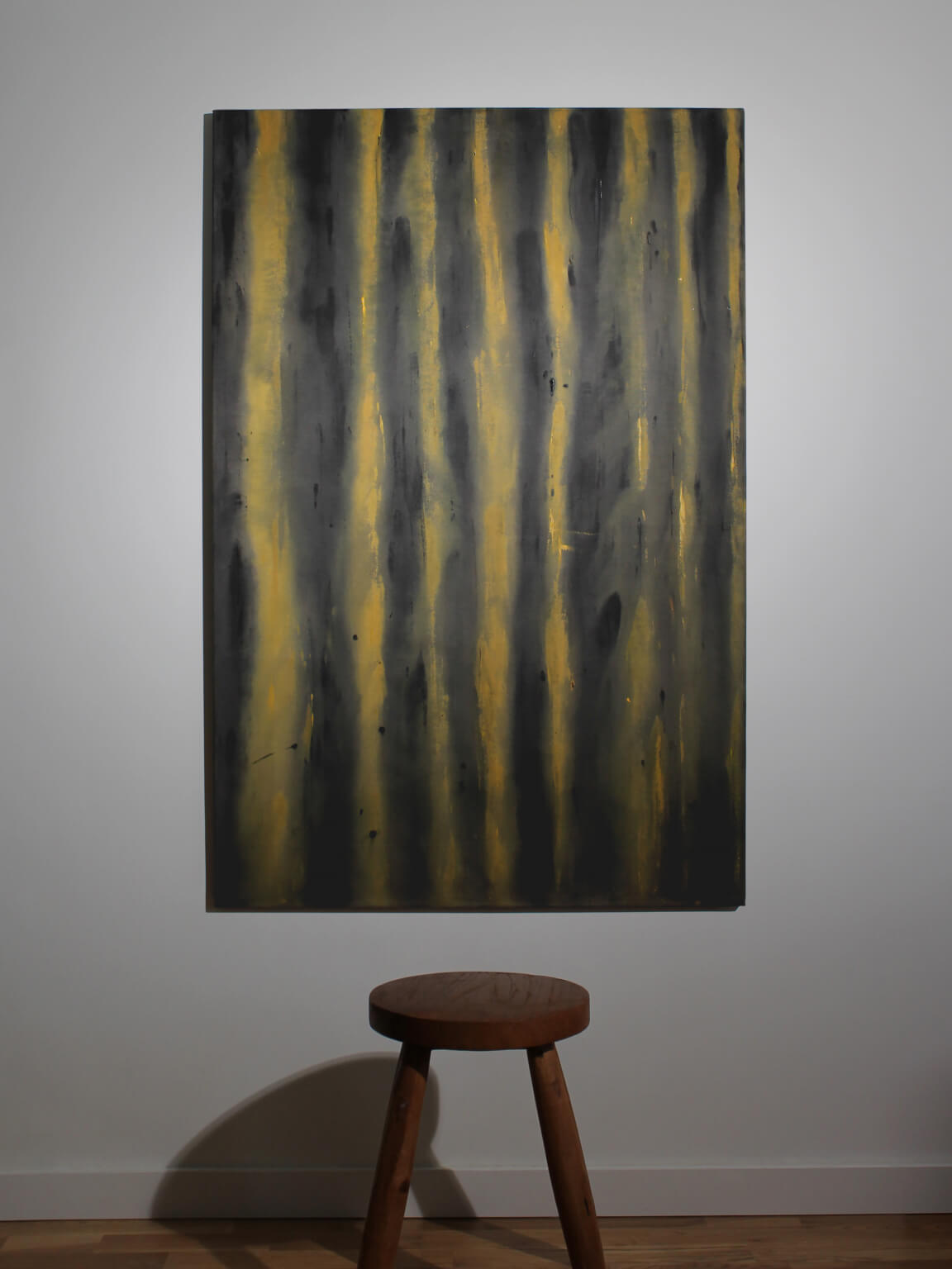 Vertical Organic Lines In Green And Yellow By Karina Savonenko, 80x120cm — detail view