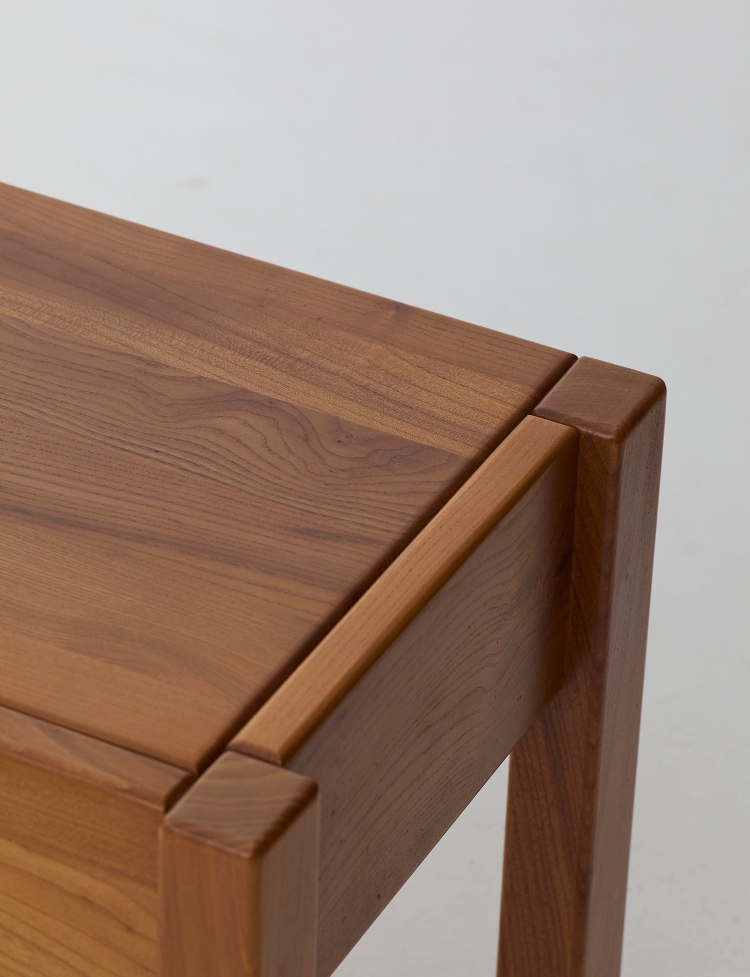Vintage artisanal one-drawer Side Table in Wood (Elm), France circa 1980 — view 9