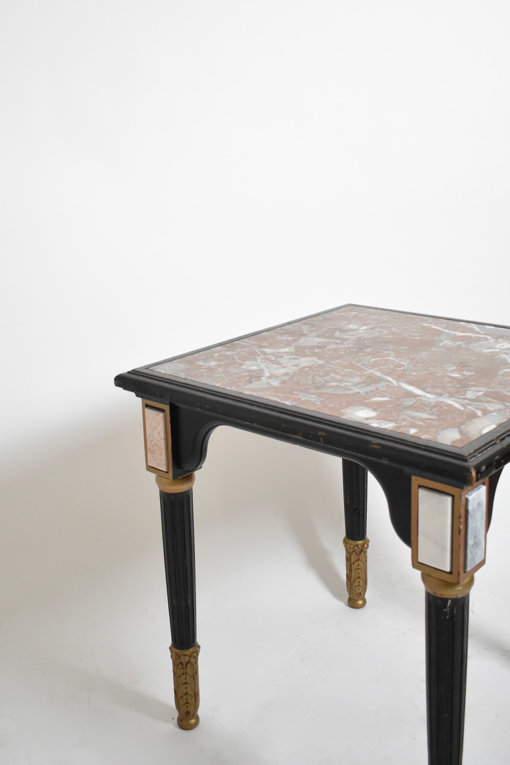 Louis XVI style ebonised pedestal table, 1930s. — side angle