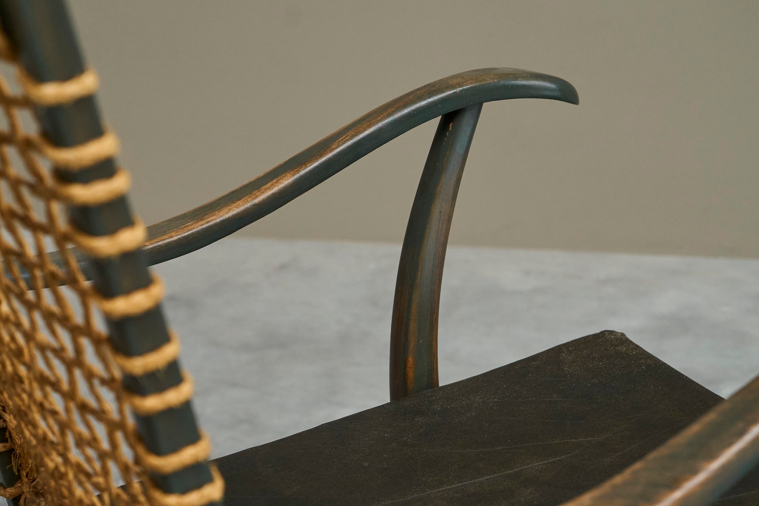 Bas van Pelt Lounge Chair in Solid Wood and Rope, The Netherlands, 1940s — alternate view