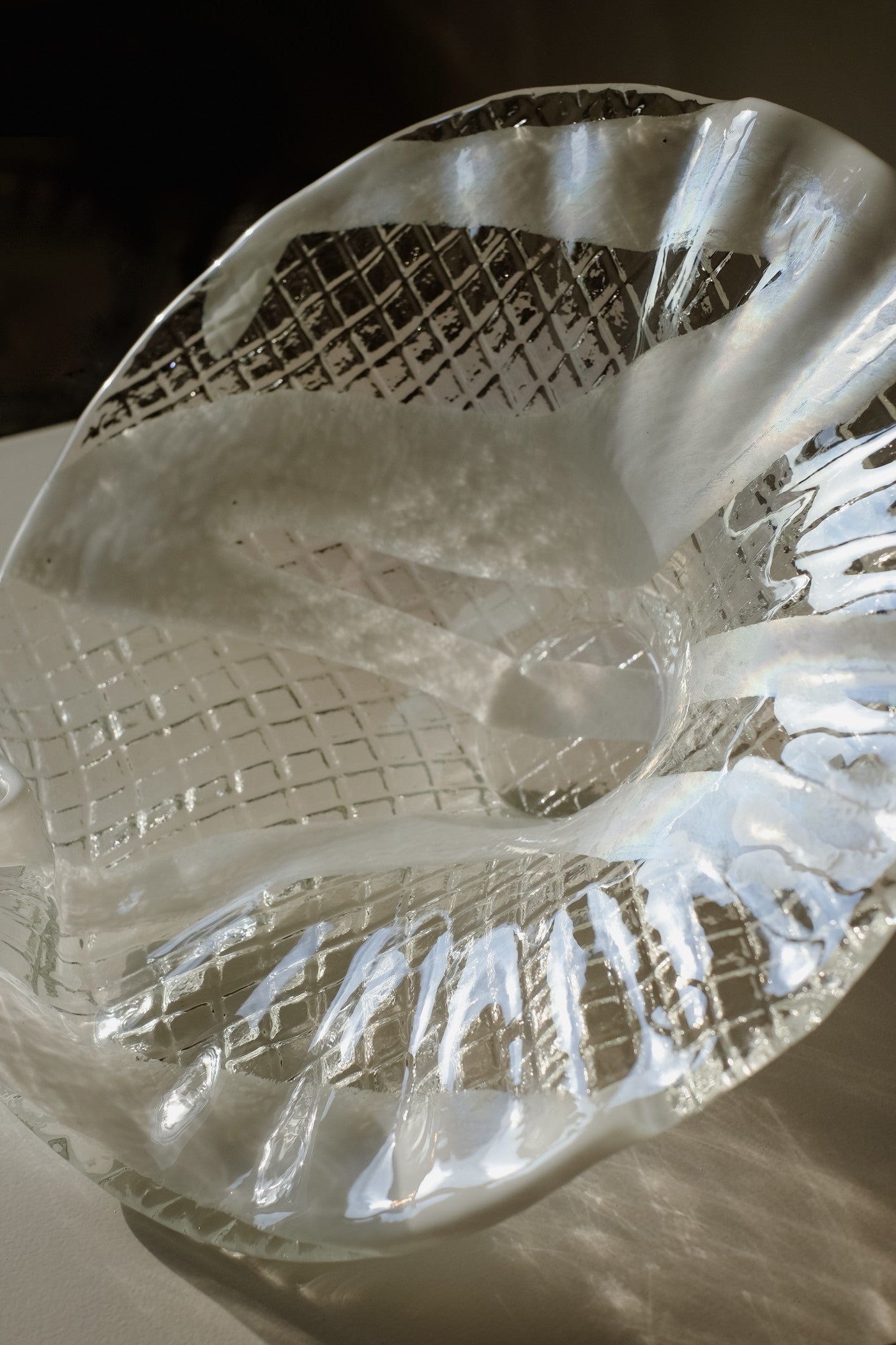 Italian Glass Bowl — top view highlighting textured glass surface