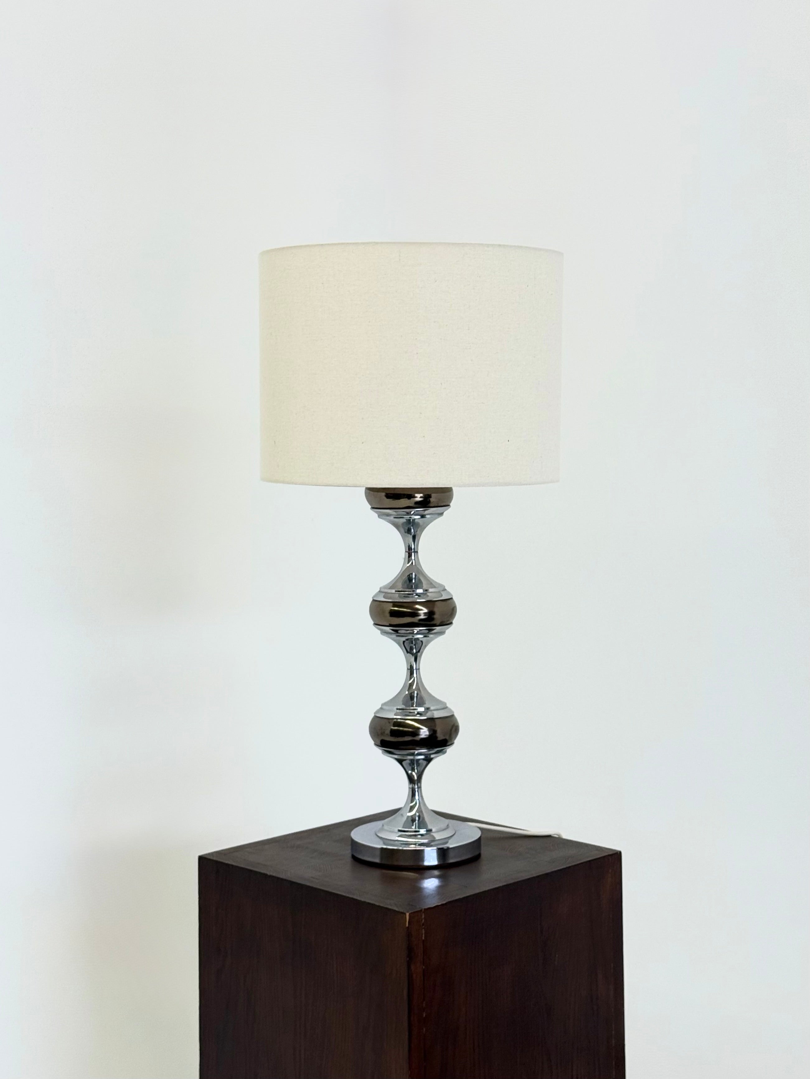 Space Age table lamp with chrome sculptural base — alternate view