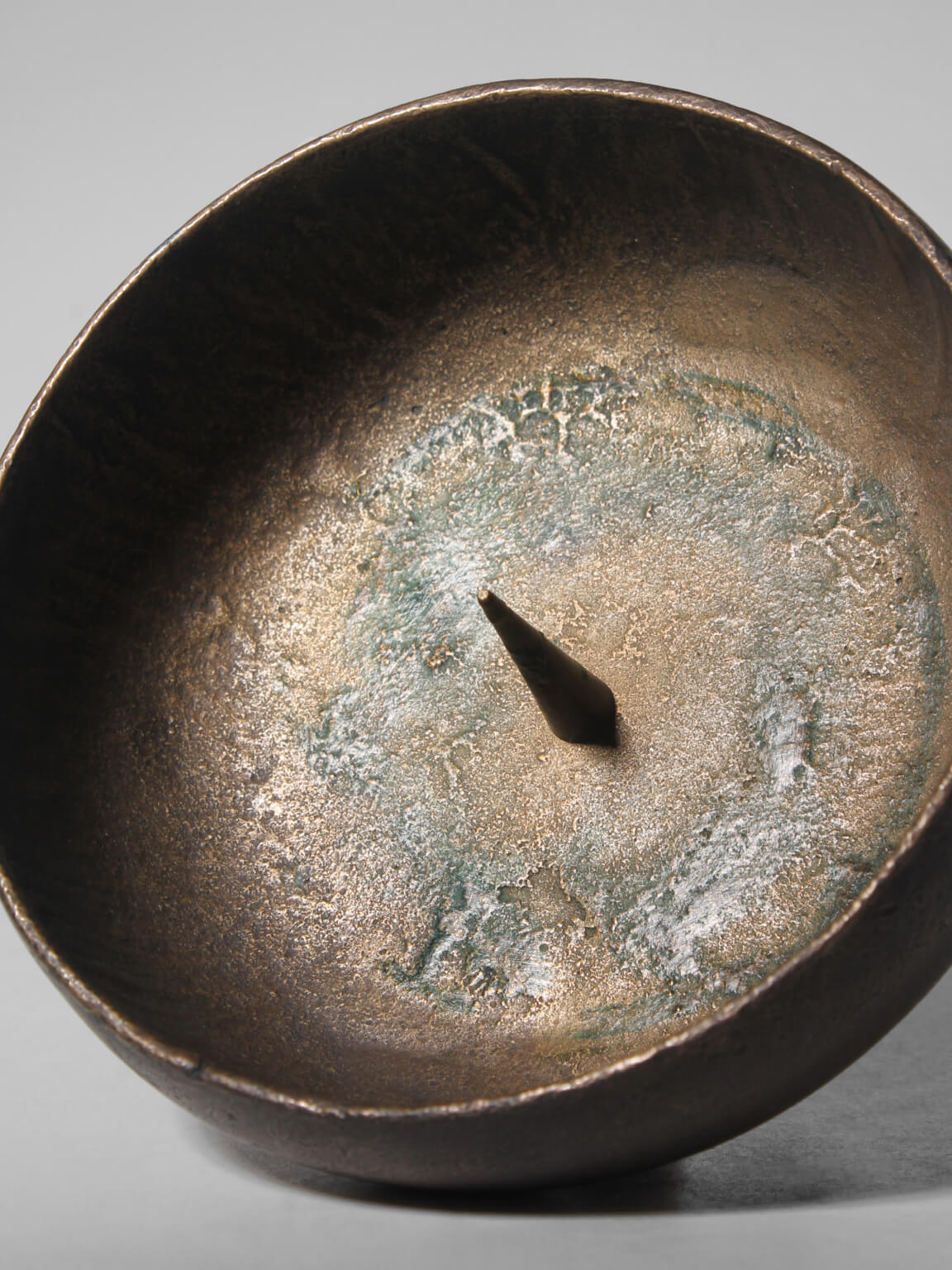 Brutalist Cast Bronze Candle Holder, 1970s, Germany — lifestyle setting