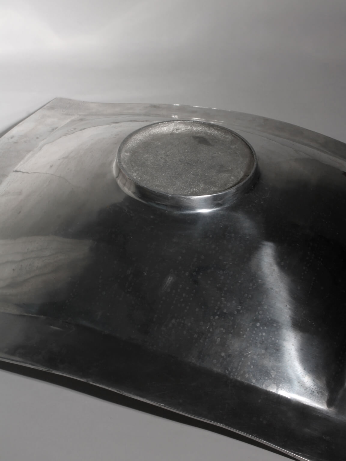 Polished Aluminum Contemporary Square Large Bowl — close-up