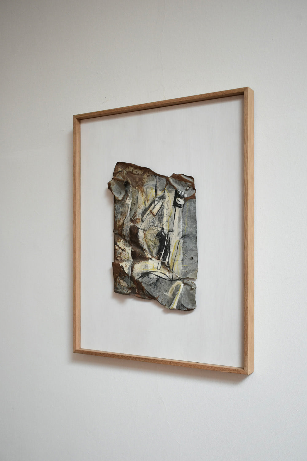 Mixed Media Artwork Painting on Metal by Gen — side angle showing textured metal surface
