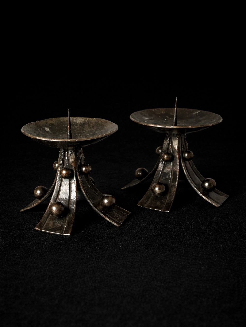 Vintage Candle Holders in Hand-forged Wrought Iron - 50s Collection — detail view