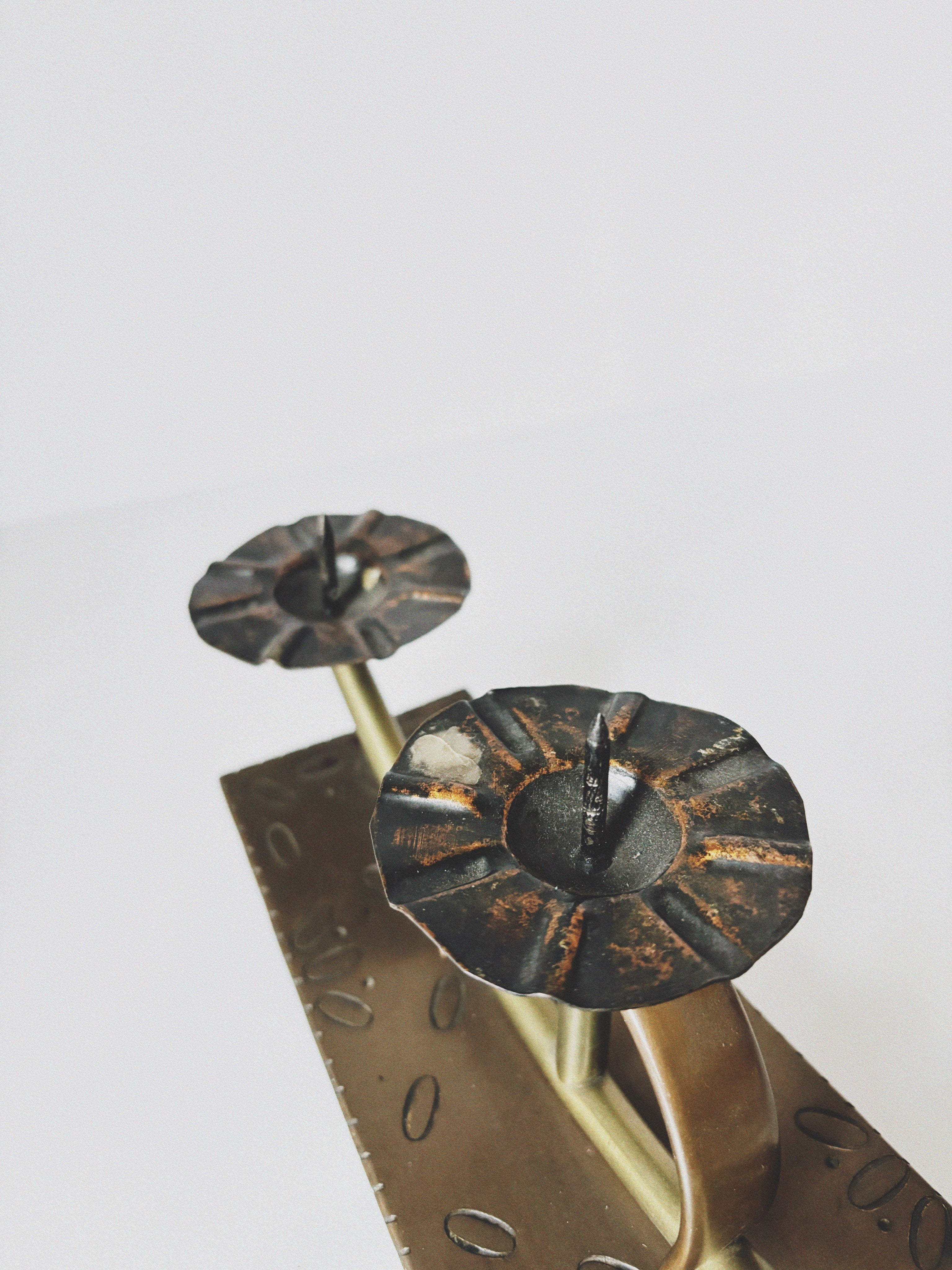 3 Arm Handmade Mid Century Candlestick, Poland — side angle