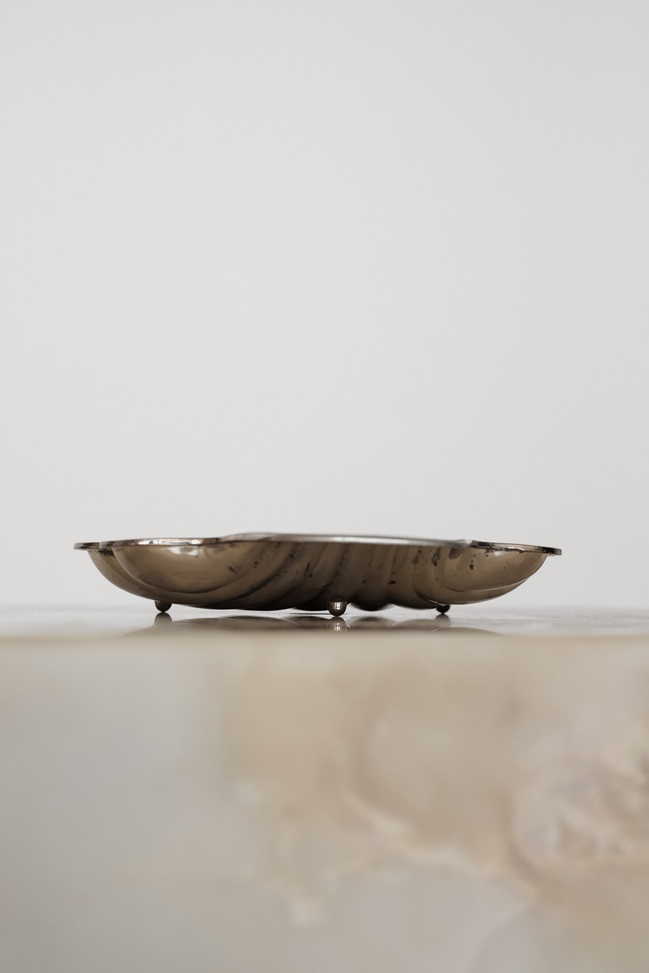 Silver-Plated Shell Dish — side angle