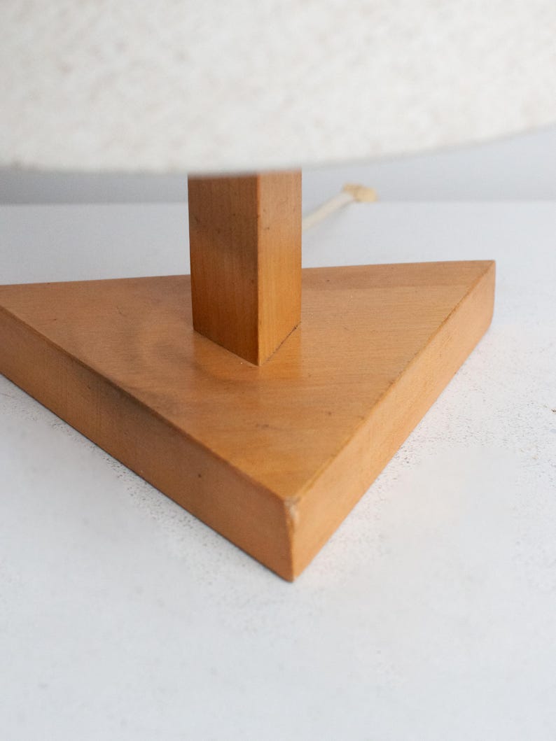 Postmodern Wooden Lamp Base – Geometric Bauhaus Japandi Architectural Desk Light — detail view