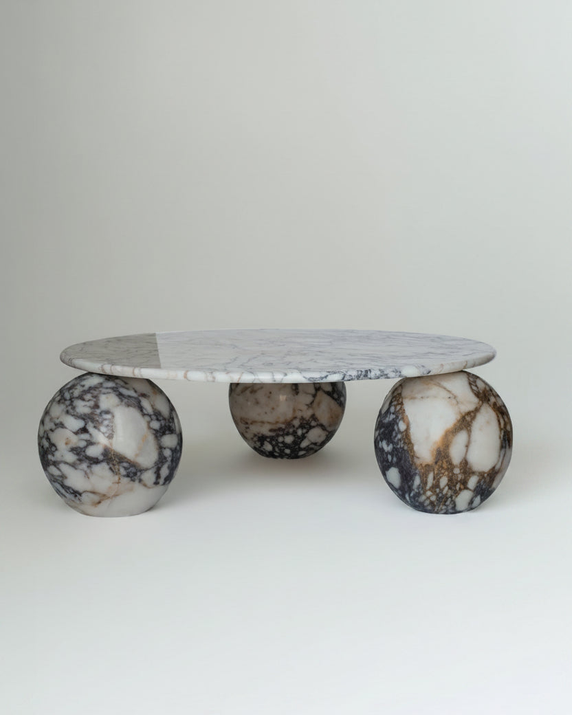 Sculptural Calacatta Viola Coffee Table — lifestyle setting