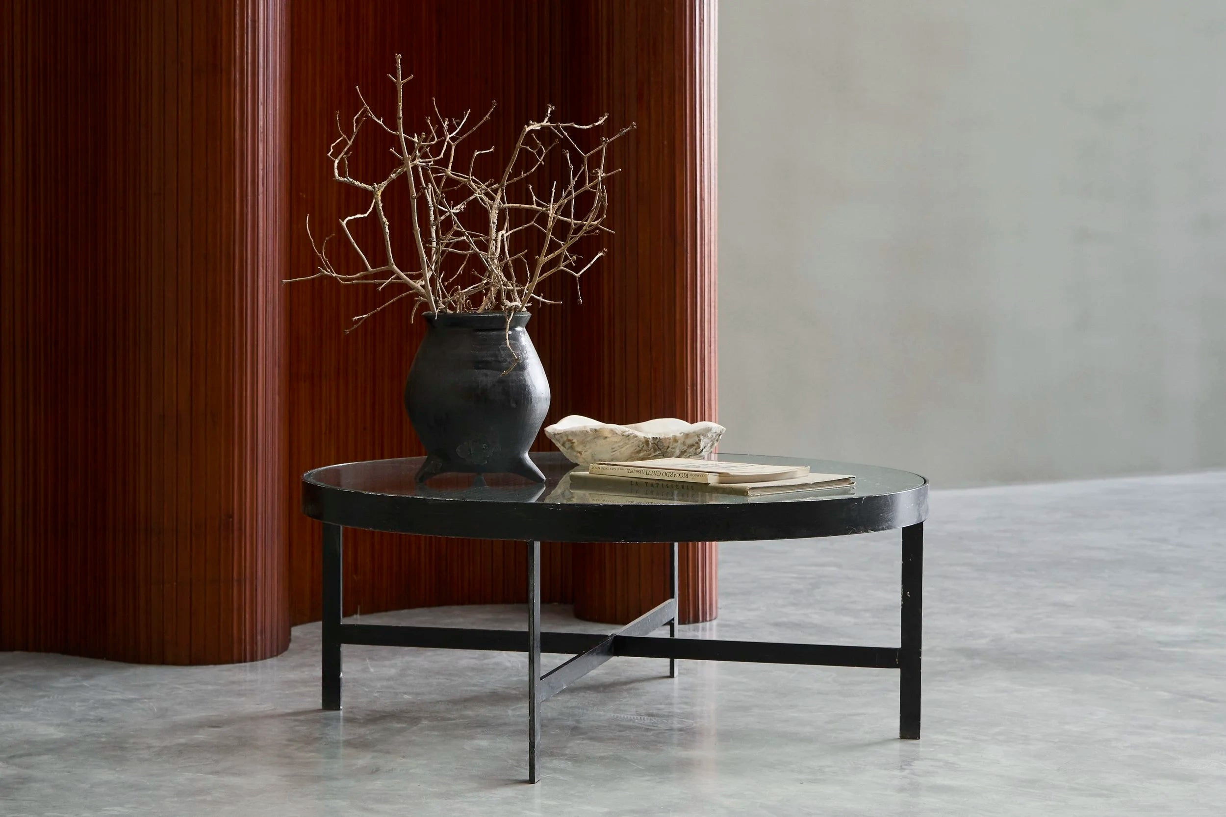 Janni van Pelt Coffee Table in Patinated Metal and Glass The Netherlands 1950s — alternate view