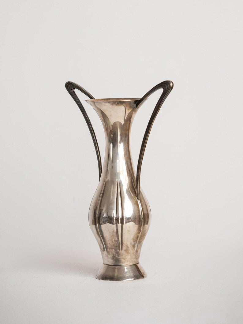 Art Nouveau Silver Plate Vase with Twin Loop Handles — view 10