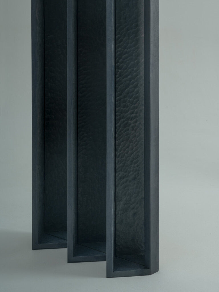 Large Perception Mirror, Stained Chestnut — angled view highlighting textured surface