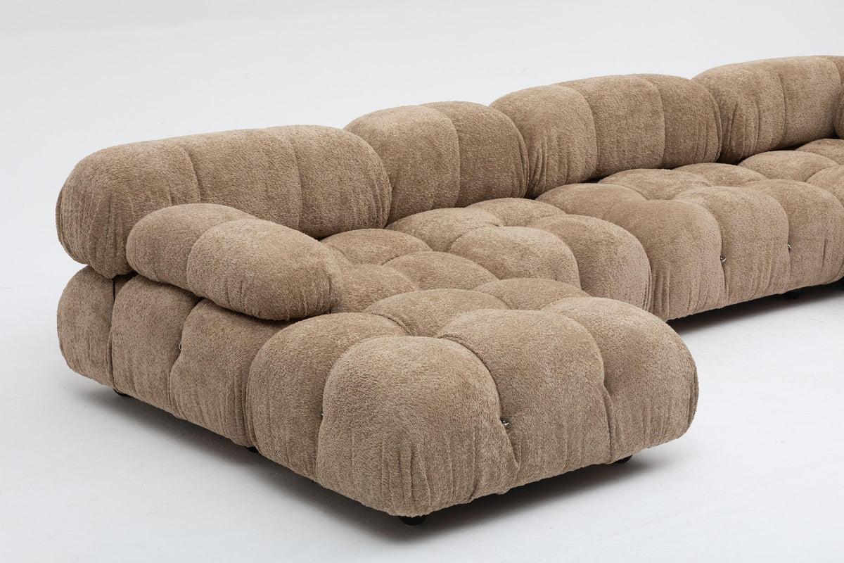 Camaleonda Sofa Set by Mario Bellini, Customised in Light Sand Bouclé, 1970s — view 10